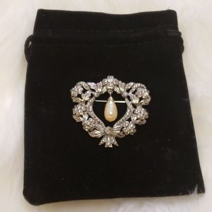 Vintage Silver-tone and Pearl Brooch